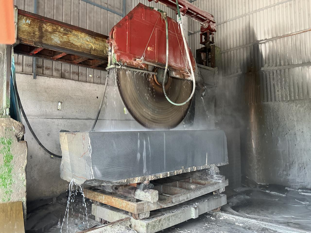Slab being cut on the factory floor